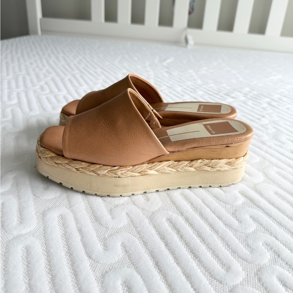 🤎 Dolce Vita Chavi Tan Mules Slide Sandals with Rubber Wedge Sole - Picture 2 of 14
